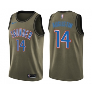 Men's Nike Oklahoma City Thunder #14 D.J. Augustin Swingman Green Salute to Service NBA Jersey