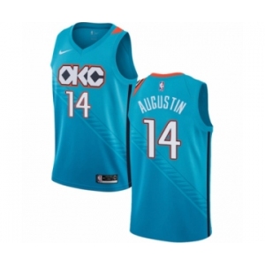 Men's Nike Oklahoma City Thunder #14 D.J. Augustin Swingman Turquoise NBA Jersey - City Edition