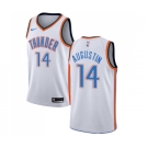 Men's Nike Oklahoma City Thunder #14 D.J. Augustin Swingman White Home NBA Jersey - Association Edition