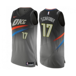 Men's Nike Oklahoma City Thunder #17 Dennis Schroder Authentic Gray NBA Jersey - City Edition