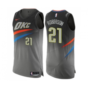 Men's Nike Oklahoma City Thunder #21 Andre Roberson Authentic Gray NBA Jersey - City Edition