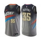 Men's Nike Oklahoma City Thunder #35 Kevin Durant Swingman Gray NBA Jersey - City Edition