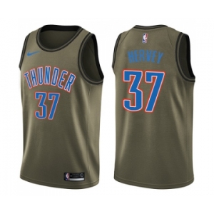 Men's Nike Oklahoma City Thunder #37 Kevin Hervey Swingman Green Salute to Service NBA Jersey