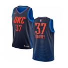 Men's Nike Oklahoma City Thunder #37 Kevin Hervey Swingman Navy Blue NBA Jersey Statement Edition