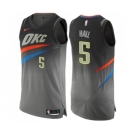 Men's Nike Oklahoma City Thunder #5 Devon Hall Authentic Gray NBA Jersey - City Edition