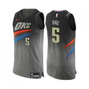 Men's Nike Oklahoma City Thunder #5 Devon Hall Authentic Gray NBA Jersey - City Edition