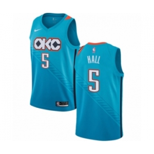 Men's Nike Oklahoma City Thunder #5 Devon Hall Authentic Turquoise NBA Jersey - City Edition