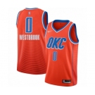 Men's Oklahoma City Thunder #0 Russell Westbrook Swingman Orange Finished Basketball Jersey - Statement Edition