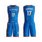 Men's Oklahoma City Thunder #17 Dennis Schroder Authentic Royal Blue Basketball Suit Jersey - Icon Edition