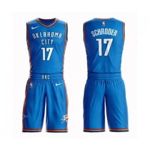 Men's Oklahoma City Thunder #17 Dennis Schroder Authentic Royal Blue Basketball Suit Jersey - Icon Edition