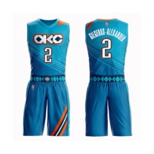 Men's Oklahoma City Thunder #2 Shai Gilgeous-Alexander Authentic Turquoise Basketball Suit Jersey - City Edition