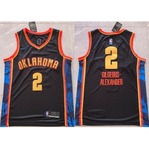 Men's Oklahoma City Thunder #2 Shai Gilgeous-Alexander Black 2024 City Edition Stitched Basketball Jersey