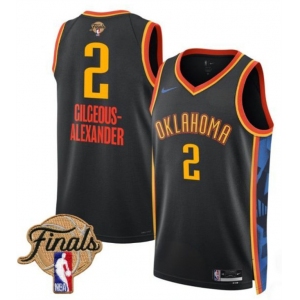 Men's Oklahoma City Thunder #2 Shai Gilgeous-Alexander Black 2025 Finals City Edition Stitched Basketball Jersey