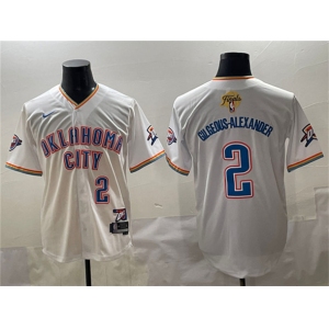 Men's Oklahoma City Thunder #2 Shai Gilgeous-Alexander White 2025 Finals Vapor Stitched Baseball Jersey