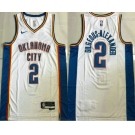 Men's Oklahoma City Thunder #2 Shai Gilgeous-Alexander White Icon Sponsor AU Jersey