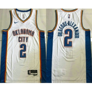 Men's Oklahoma City Thunder #2 Shai Gilgeous-Alexander White Icon Sponsor AU Jersey