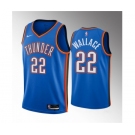 Men's Oklahoma City Thunder #22 Cason Wallace Blue 2023 Draft Icon Edition Stitched Basketball Jersey