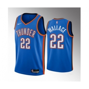 Men's Oklahoma City Thunder #22 Cason Wallace Blue 2023 Draft Icon Edition Stitched Basketball Jersey