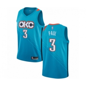 Men's Oklahoma City Thunder #3 Chris Paul Authentic Turquoise Basketball Jersey - City Edition