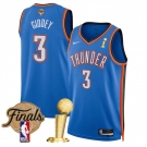 Men's Oklahoma City Thunder #3 Dillon Jones Blue 2025 Finals Patch And Finals Champions Patch Icon Edition Stitched Basketball Jersey