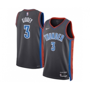 Men's Oklahoma City Thunder #3 Josh Giddey Gray Icon Edition Stitched Basketball Jersey