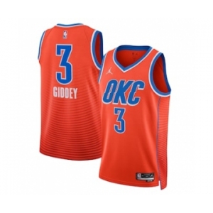 Men's Oklahoma City Thunder #3 Josh Giddey Orange Statement Edition Stitched Basketball Jersey