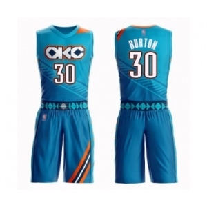 Men's Oklahoma City Thunder #30 Deonte Burton Swingman Turquoise Basketball Suit Jersey - City Edition