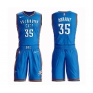 Men's Oklahoma City Thunder #35 Kevin Durant Authentic Royal Blue Basketball Suit Jersey - Icon Edition