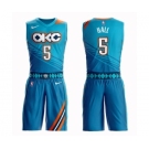 Men's Oklahoma City Thunder #5 Devon Hall Swingman Turquoise Basketball Suit Jersey - City Edition