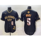 Men's Oklahoma City Thunder #5 Luguentz Dort Black Gold 2025 Finals Vapor Stitched Baseball Jersey