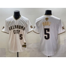 Men's Oklahoma City Thunder #5 Luguentz Dort White Gold 2025 Finals Vapor Stitched Baseball Jersey