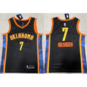 Men's Oklahoma City Thunder #7 Chet Holmgren Black 2024 City Edition Stitched Basketball Jersey