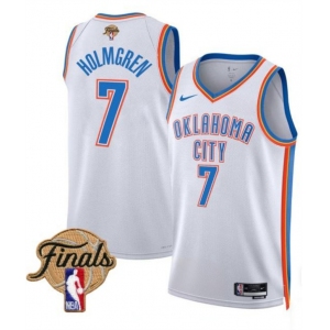 Men's Oklahoma City Thunder #7 Chet Holmgren White 2025 Finals Association Edition Stitched Basketball Jersey