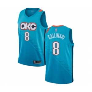 Men's Oklahoma City Thunder #8 Danilo Gallinari Authentic Turquoise Basketball Jersey - City Edition