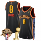Men's Oklahoma City Thunder #8 Jalen Williams Black 2025 Finals Patch And Finals Champions Patch City Edition Stitched Basketball Jersey