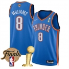 Men's Oklahoma City Thunder #8 Jalen Williams Blue 2025 Finals Patch And Finals Champions Patch Icon Edition Stitched Basketball Jersey