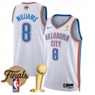 Men's Oklahoma City Thunder #8 Jalen Williams White 2025 Finals Patch And Finals Champions Patch Association Edition Stitched Basketball Jersey