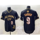 Men's Oklahoma City Thunder #9 Alex Caruso Black Gold 2025 Finals Vapor Stitched Baseball Jersey