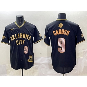 Men's Oklahoma City Thunder #9 Alex Caruso Black Gold 2025 Finals Vapor Stitched Baseball Jersey