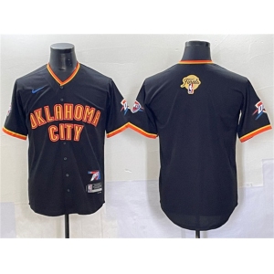 Men's Oklahoma City Thunder Blank Black 2025 Finals Vapor Stitched Baseball Jersey