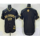 Men's Oklahoma City Thunder Blank Black Gold 2025 Finals Vapor Stitched Baseball Jersey