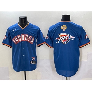 Men's Oklahoma City Thunder Team Big Logo Blue 2025 Finals Vapor Stitched Baseball Jersey