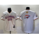 Men's Oklahoma City Thunder Team Big Logo White 2025 Finals Vapor Stitched Baseball Jersey
