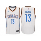 Men's Paul George Oklahoma City Thunder #13 Home White New Swingman Jersey