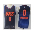 Nike Oklahoma City Thunder #0 Russell Westbrook Black Blue Stitched NBA Swingman Jersey