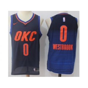 Nike Oklahoma City Thunder #0 Russell Westbrook Black Blue Stitched NBA Swingman Jersey