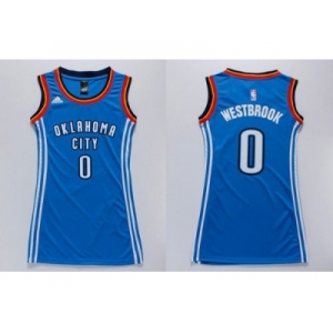 NBA Women Thunder #0 Russell Westbrook Blue Dress Stitched Jerseys