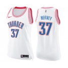 Women's Nike Oklahoma City Thunder #37 Kevin Hervey Swingman White Pink Fashion NBA Jersey