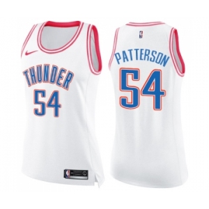 Women's Nike Oklahoma City Thunder #54 Patrick Patterson Swingman White Pink Fashion NBA Jersey