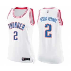 Women's Oklahoma City Thunder #2 Shai Gilgeous-Alexander Swingman White Pink Fashion Basketball Jersey